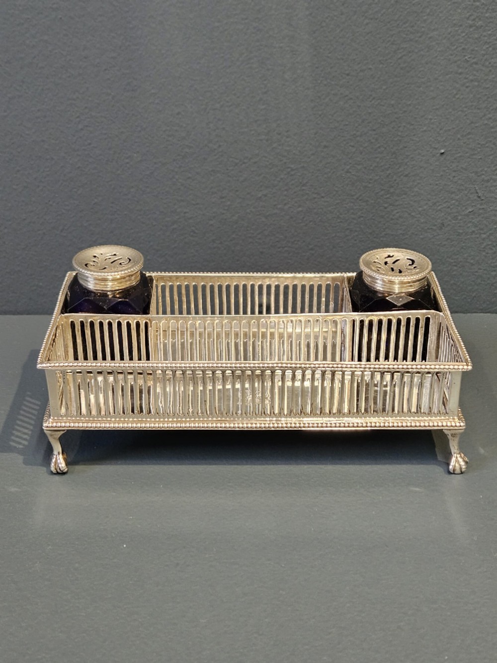 George III Silver Desk Stand with Pounce Pots