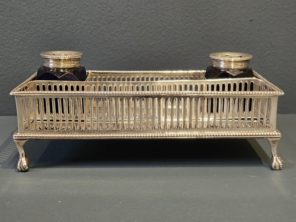 George III Silver Desk Stand with Pounce Pots View II