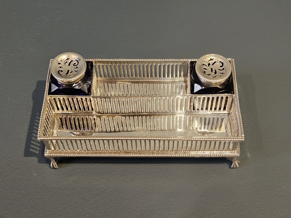 George III Silver Desk Stand with Pounce Pots View III