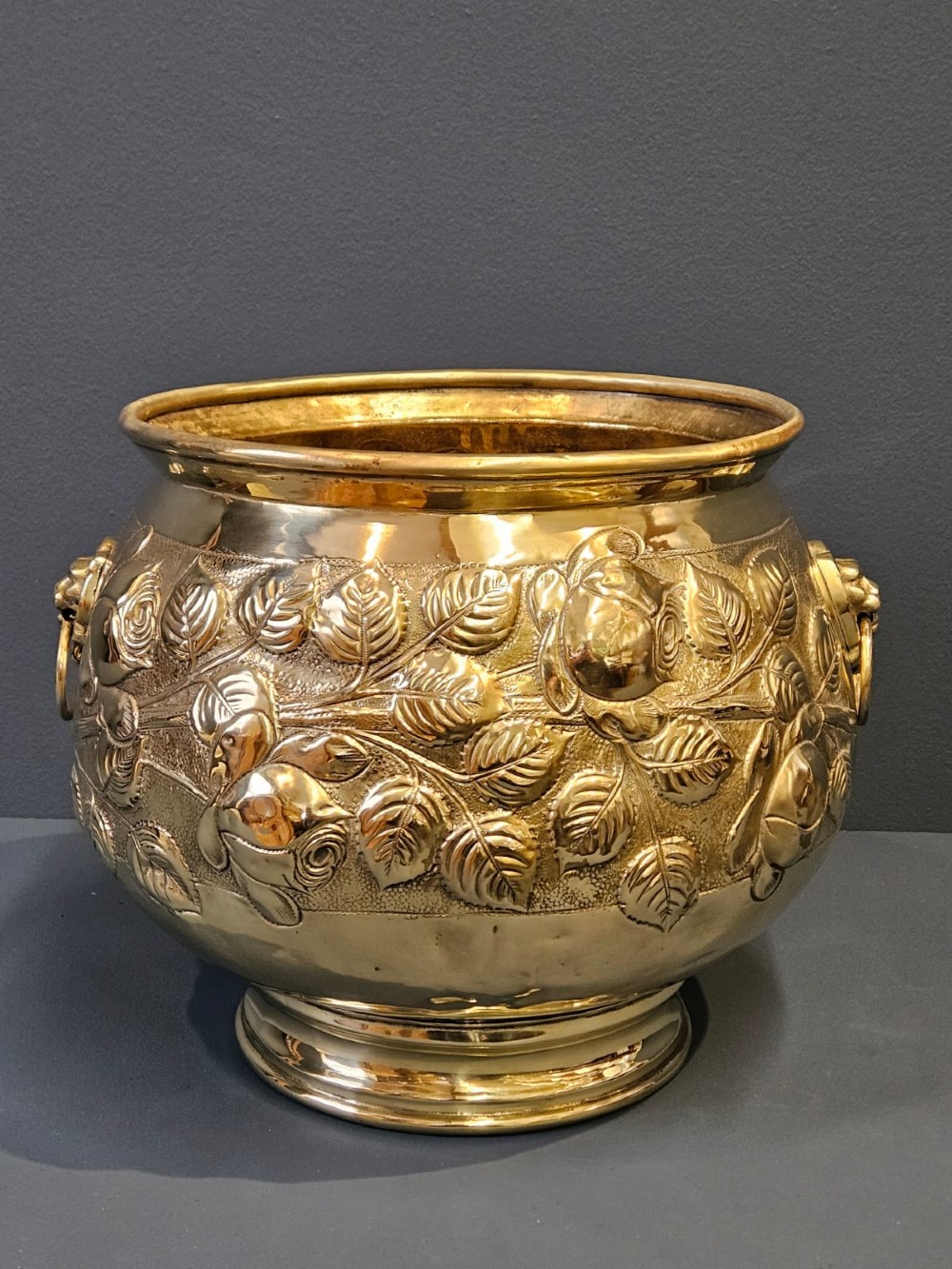 Victorian Embossed Brass Planter