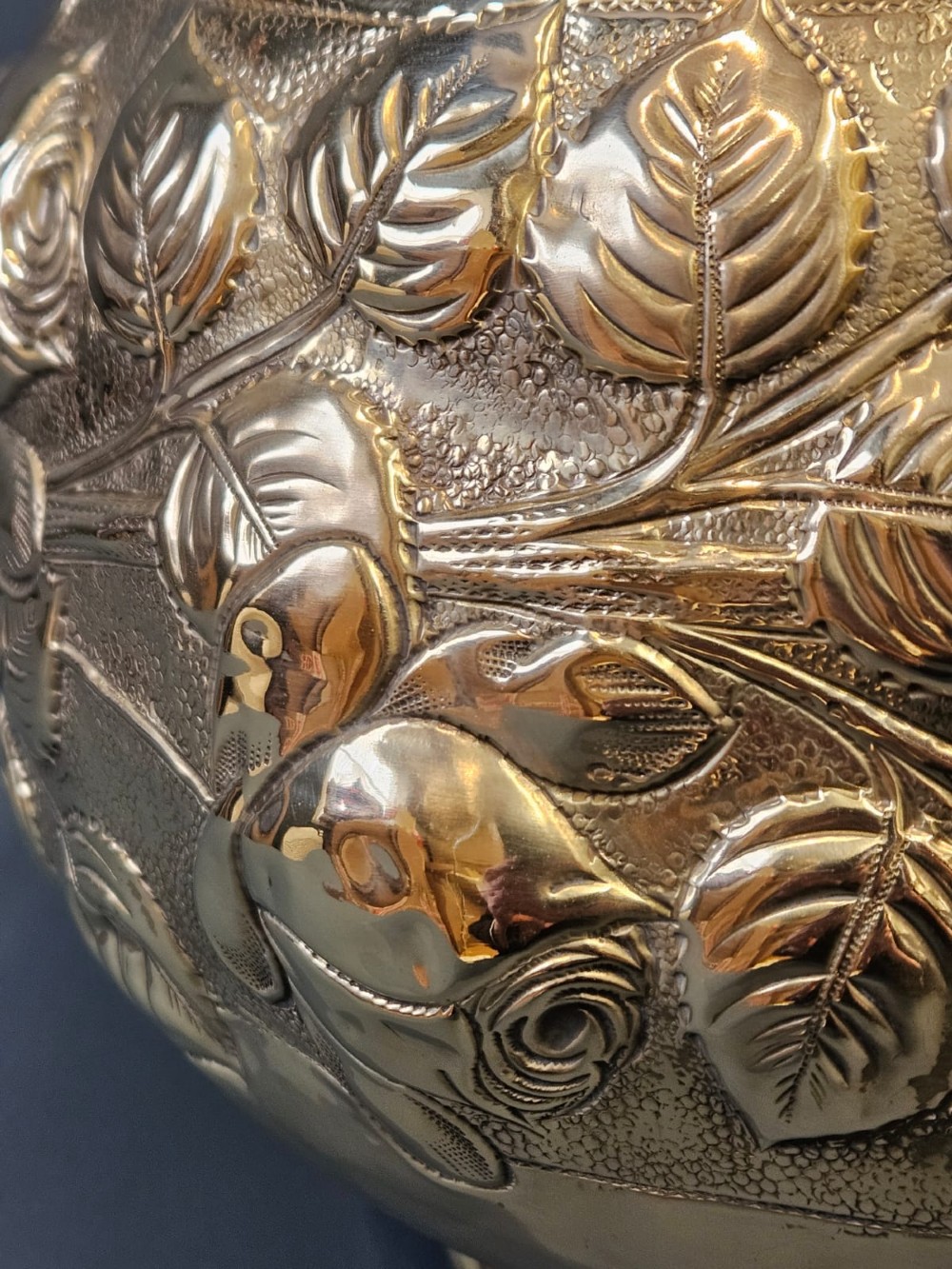 Victorian Embossed Brass Planter View II