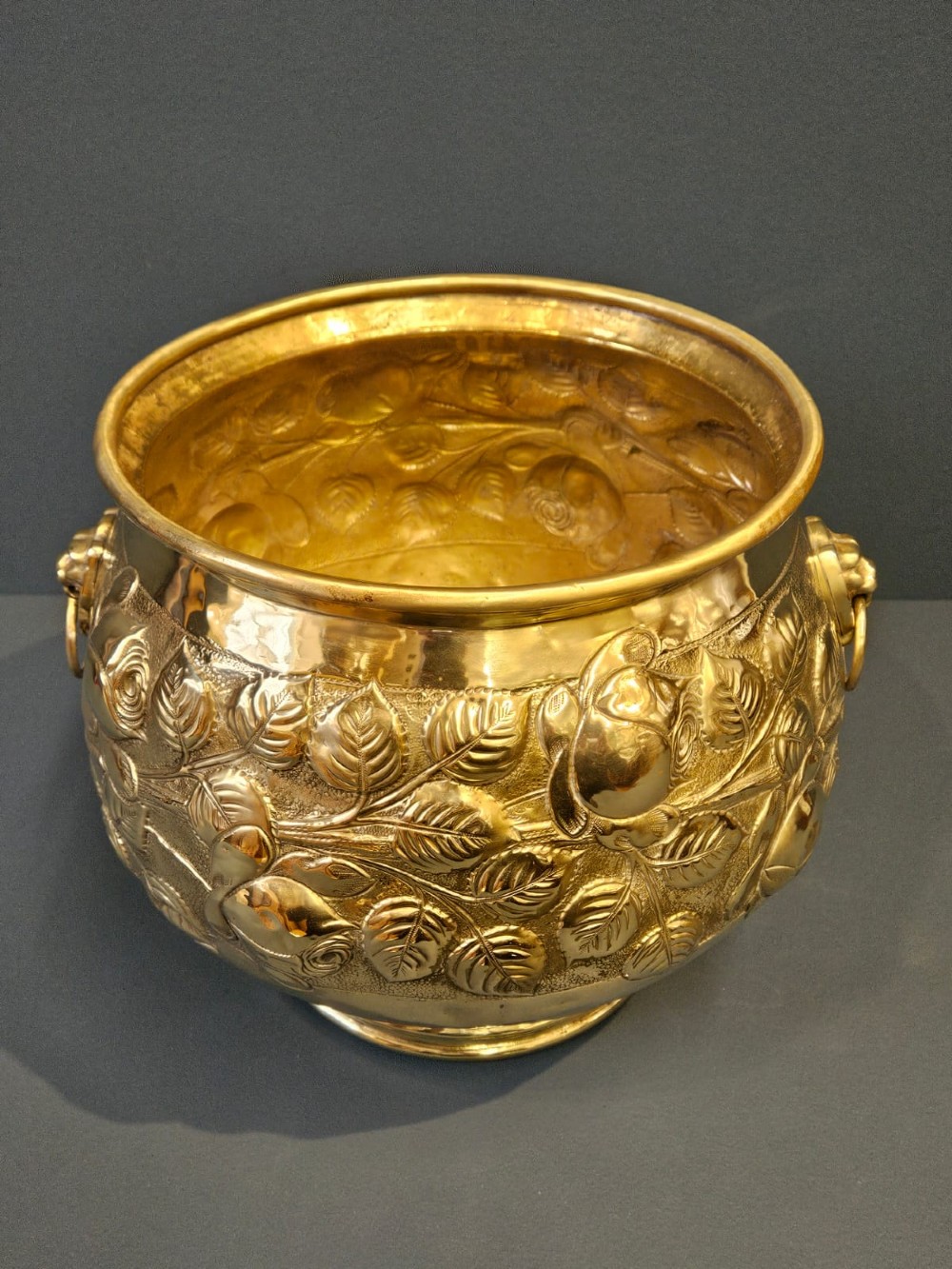 Victorian Embossed Brass Planter View III