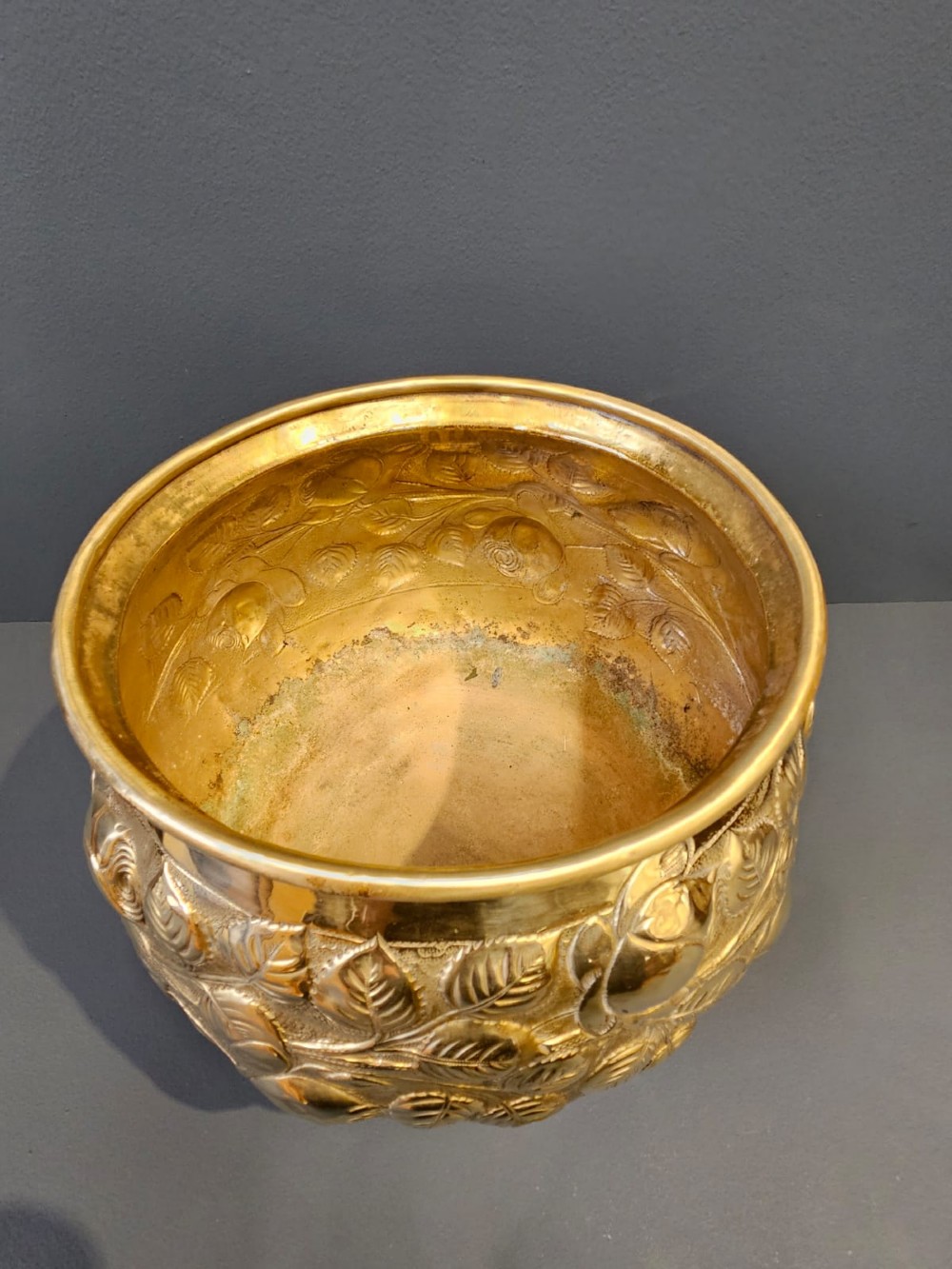 Victorian Embossed Brass Planter View IV