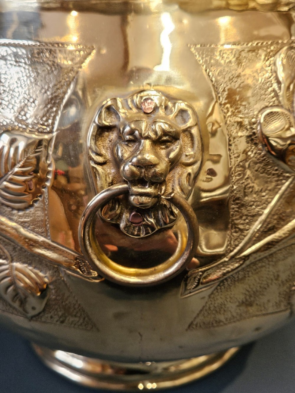 Victorian Embossed Brass Planter View V