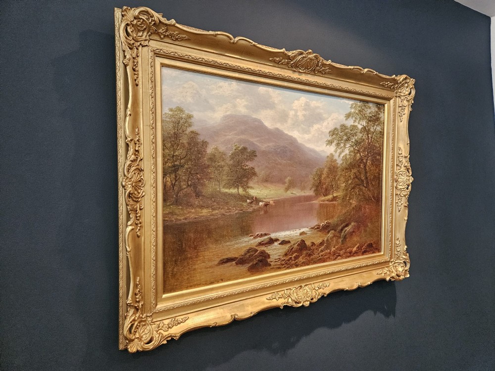 Large Oil on Canvas Painting 'On the Lledr' by William Mellor View VII