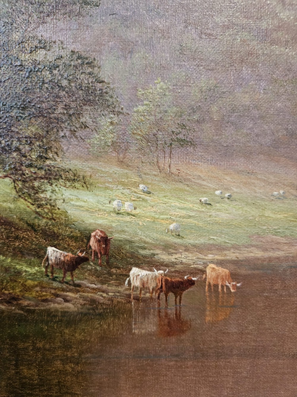 Large Oil on Canvas Painting 'On the Lledr' by William Mellor View VIII