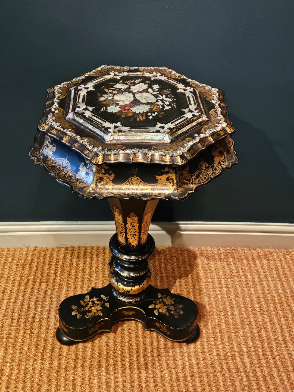 Superb Victorian Japanned Work Table