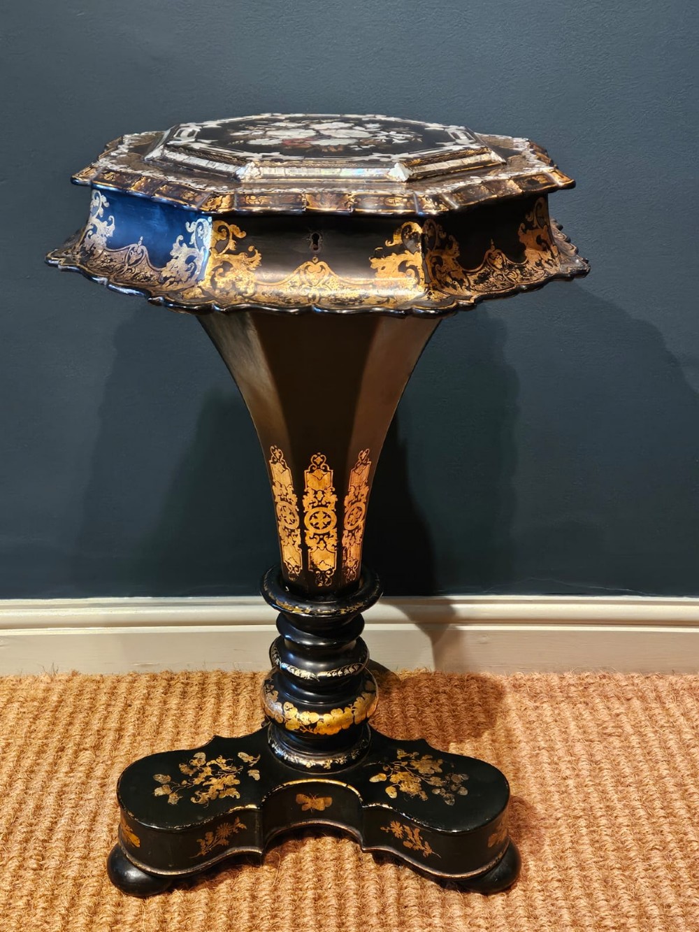 Superb Victorian Japanned Work Table View II