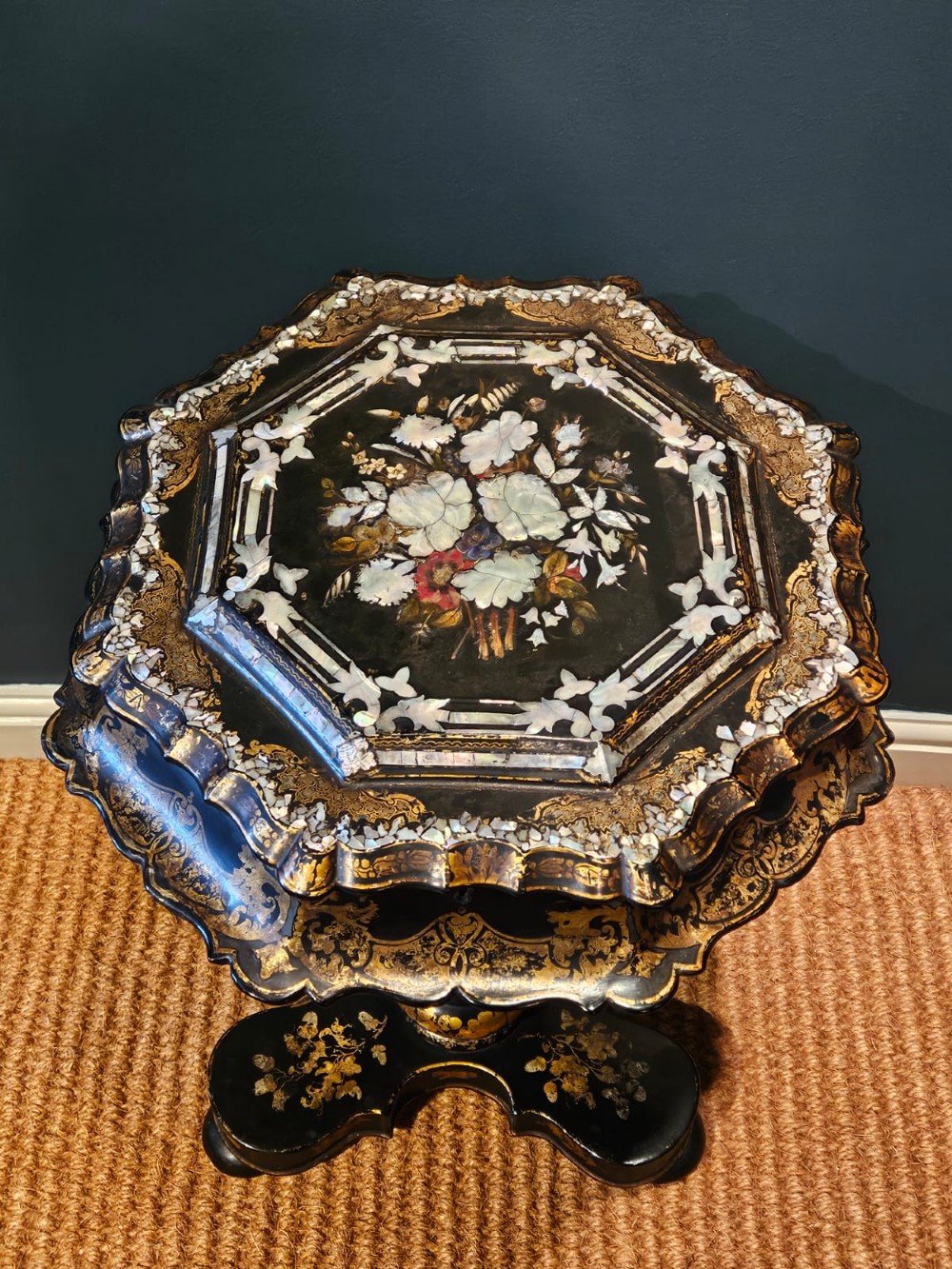 Superb Victorian Japanned Work Table View V