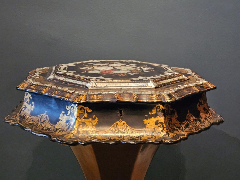 Superb Victorian Japanned Work Table View VIII