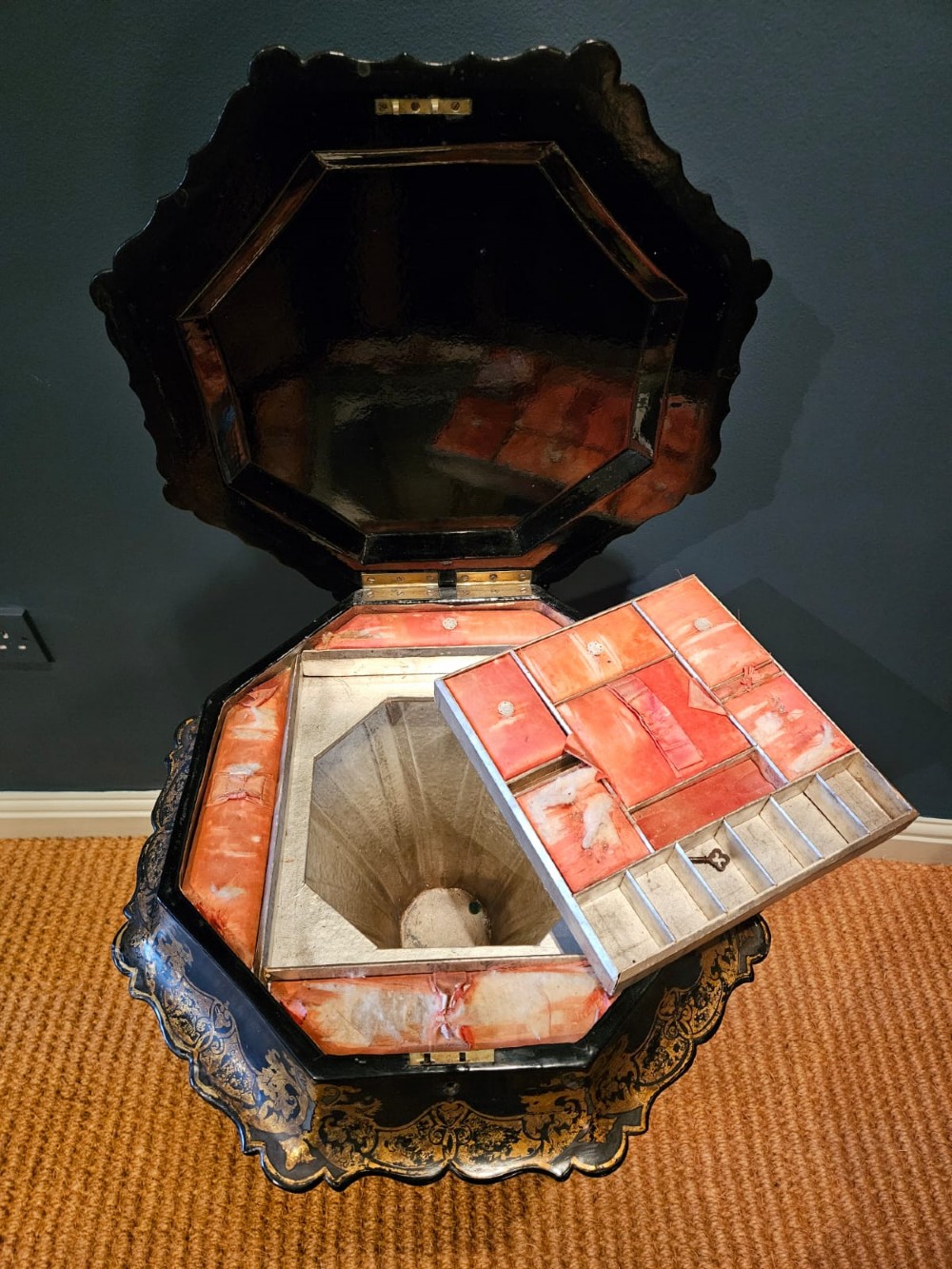 Superb Victorian Japanned Work Table View XII