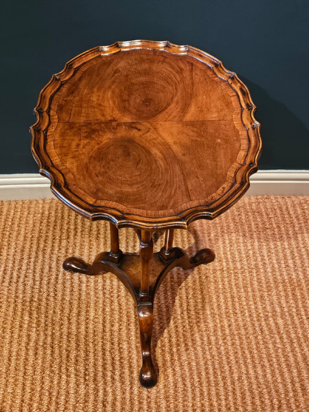 Edwardian Walnut Tripod Lamp Table View IV
