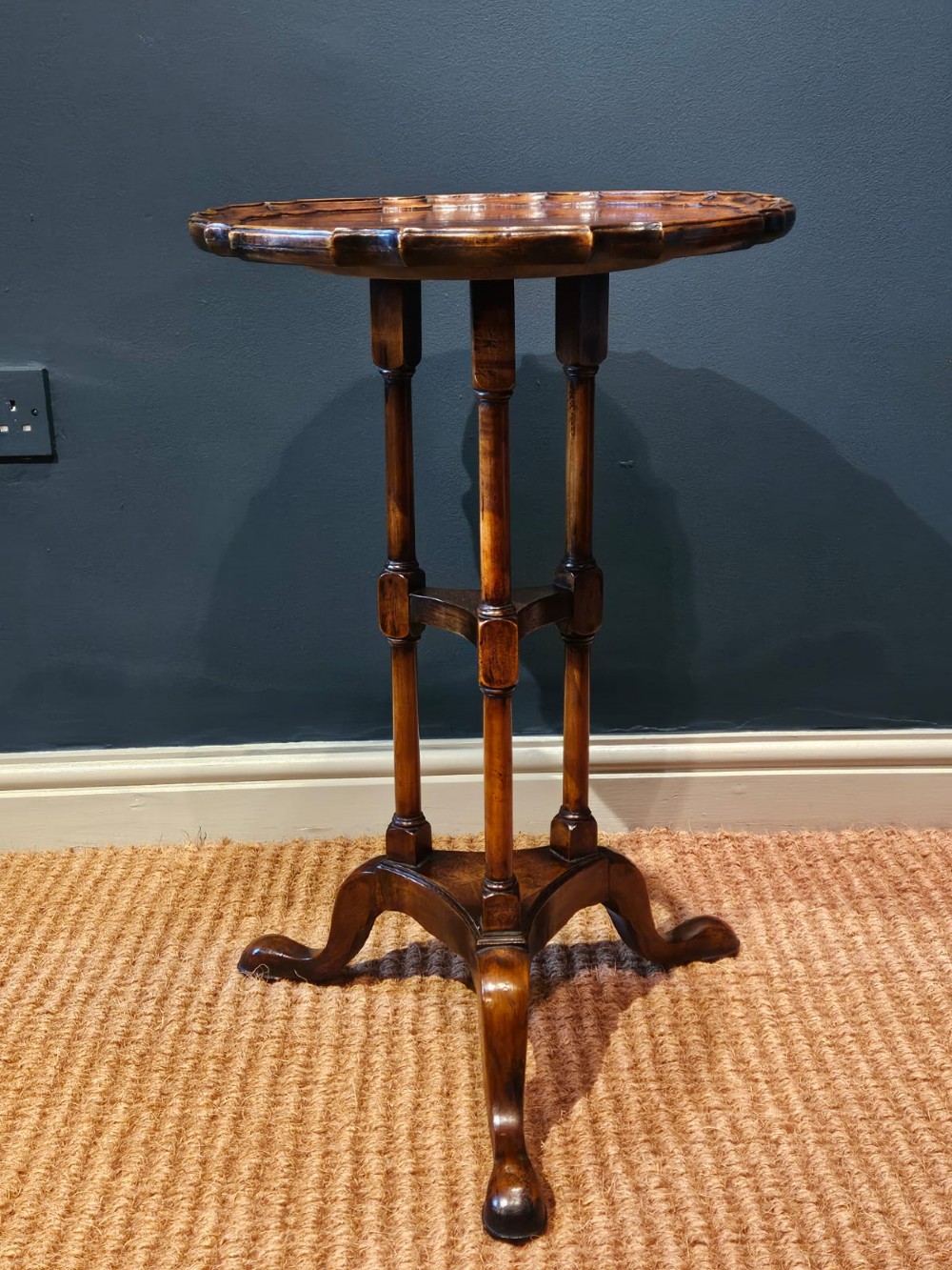 Edwardian Walnut Tripod Lamp Table View VII