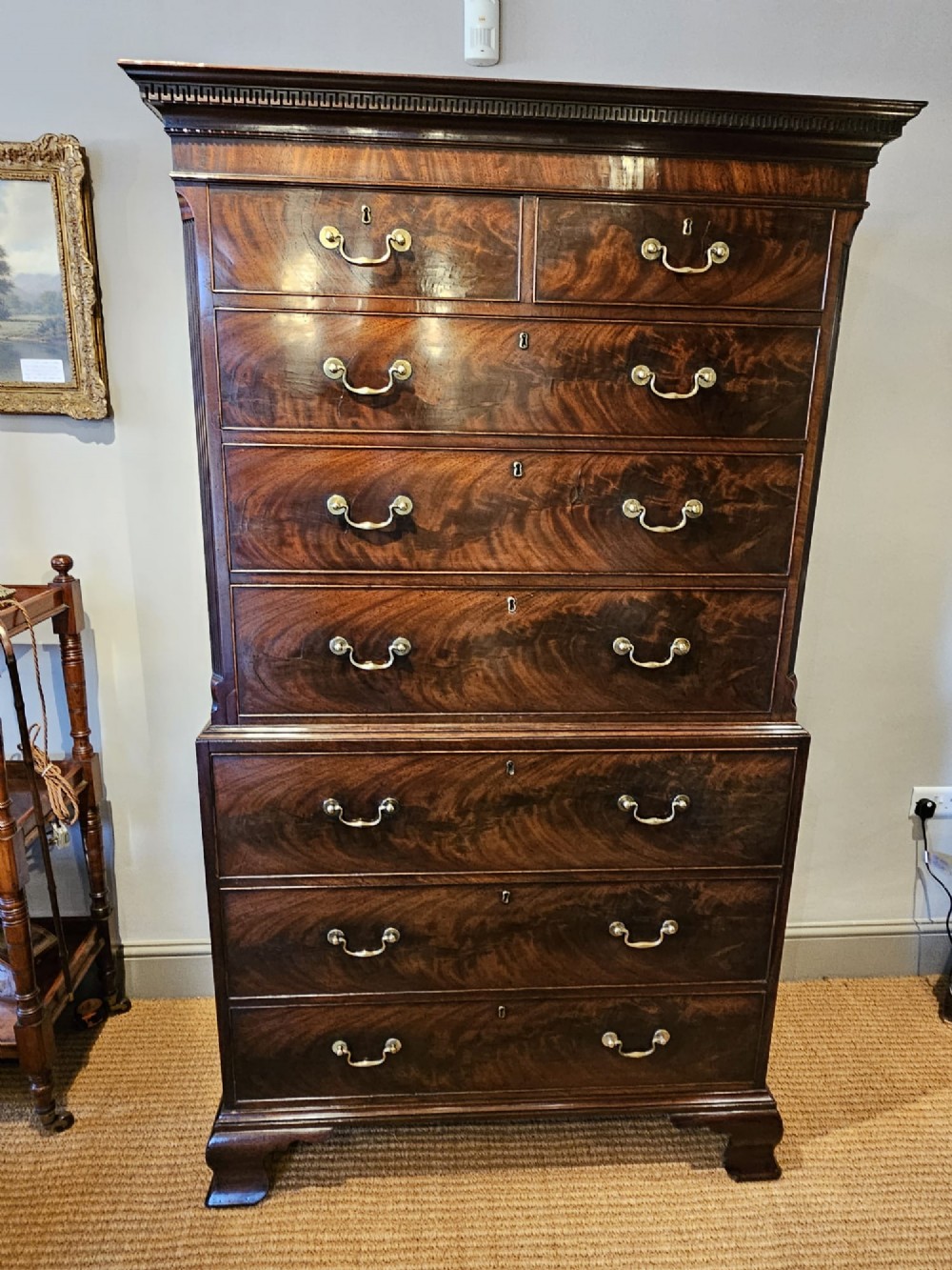 George III Mahogany Secretaire Chest on Chest View II