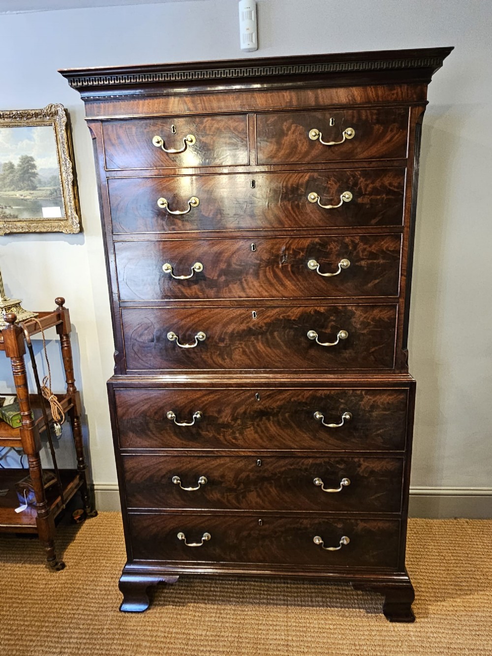 George III Mahogany Secretaire Chest on Chest View XI