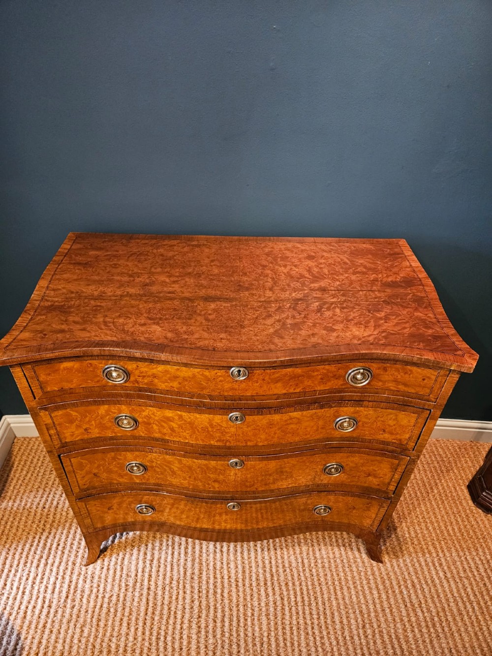 Regency Birds Eye Maple Serpentine Front Chest of Drawers View II