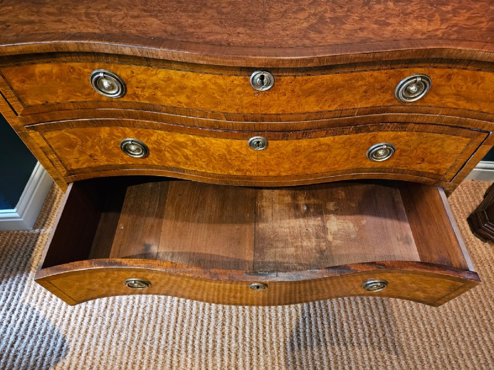 Regency Birds Eye Maple Serpentine Front Chest of Drawers View IV
