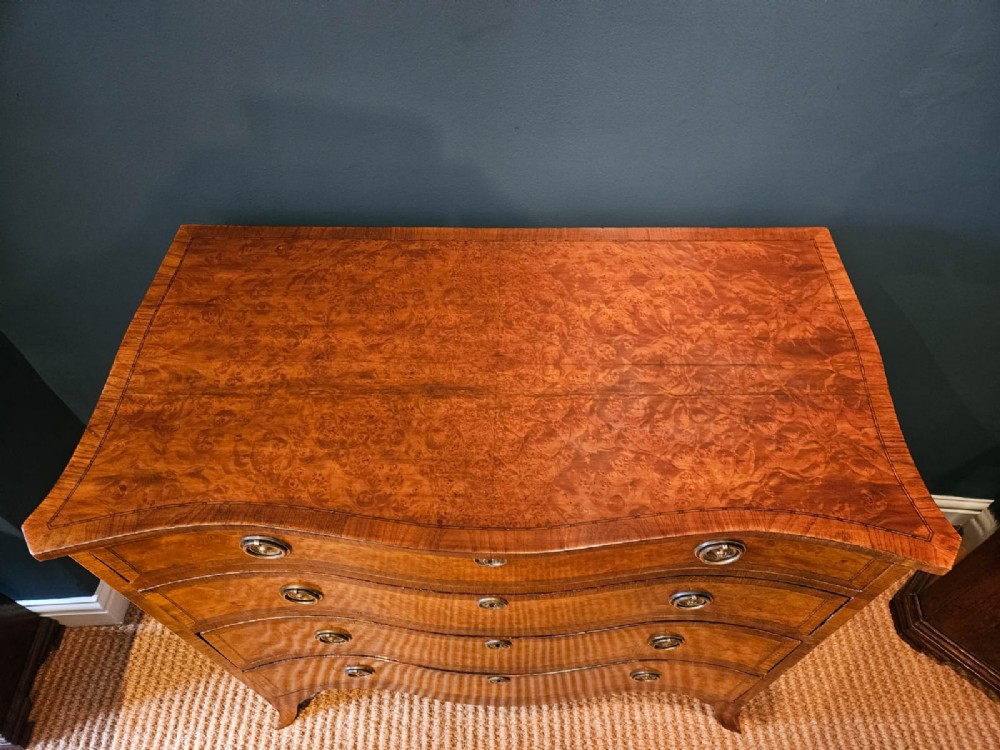 Regency Birds Eye Maple Serpentine Front Chest of Drawers View V