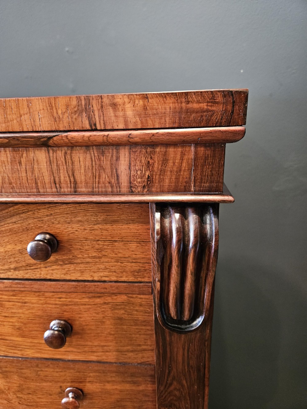 Early Victorian Rosewood Secretaire Wellington Chest View VIII