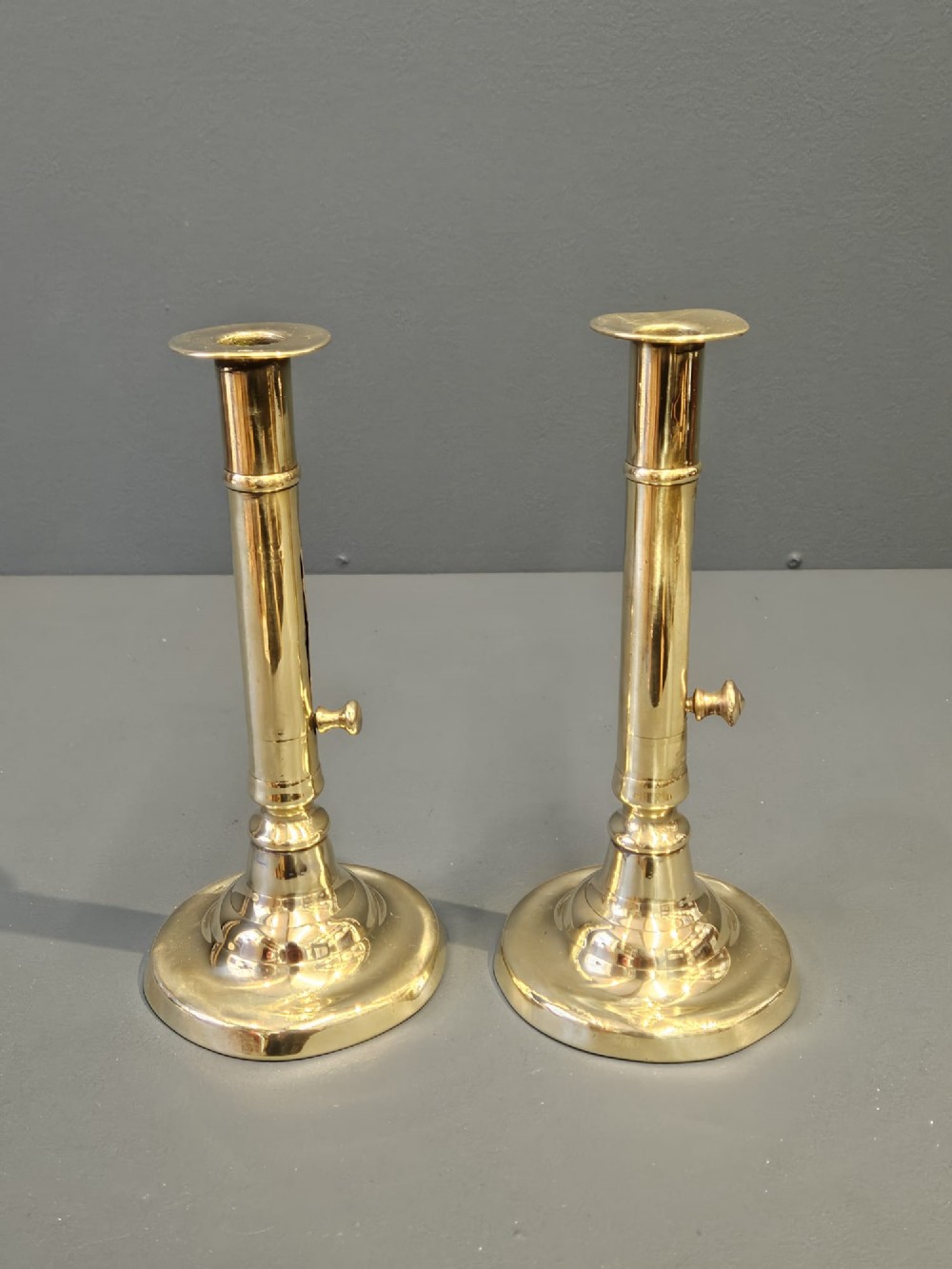 Pair of George III Brass Candlesticks View II