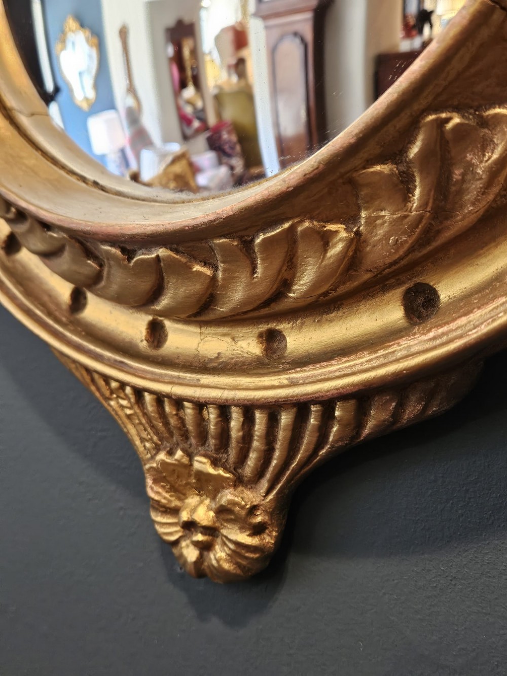 Victorian Gilt Framed Convex Mirror View VI