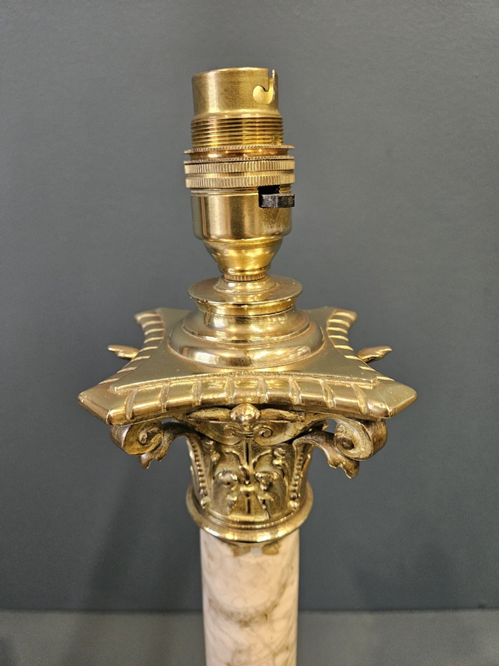 Pair of Late Victorian Marble Brass Mounted Table Lamps View III