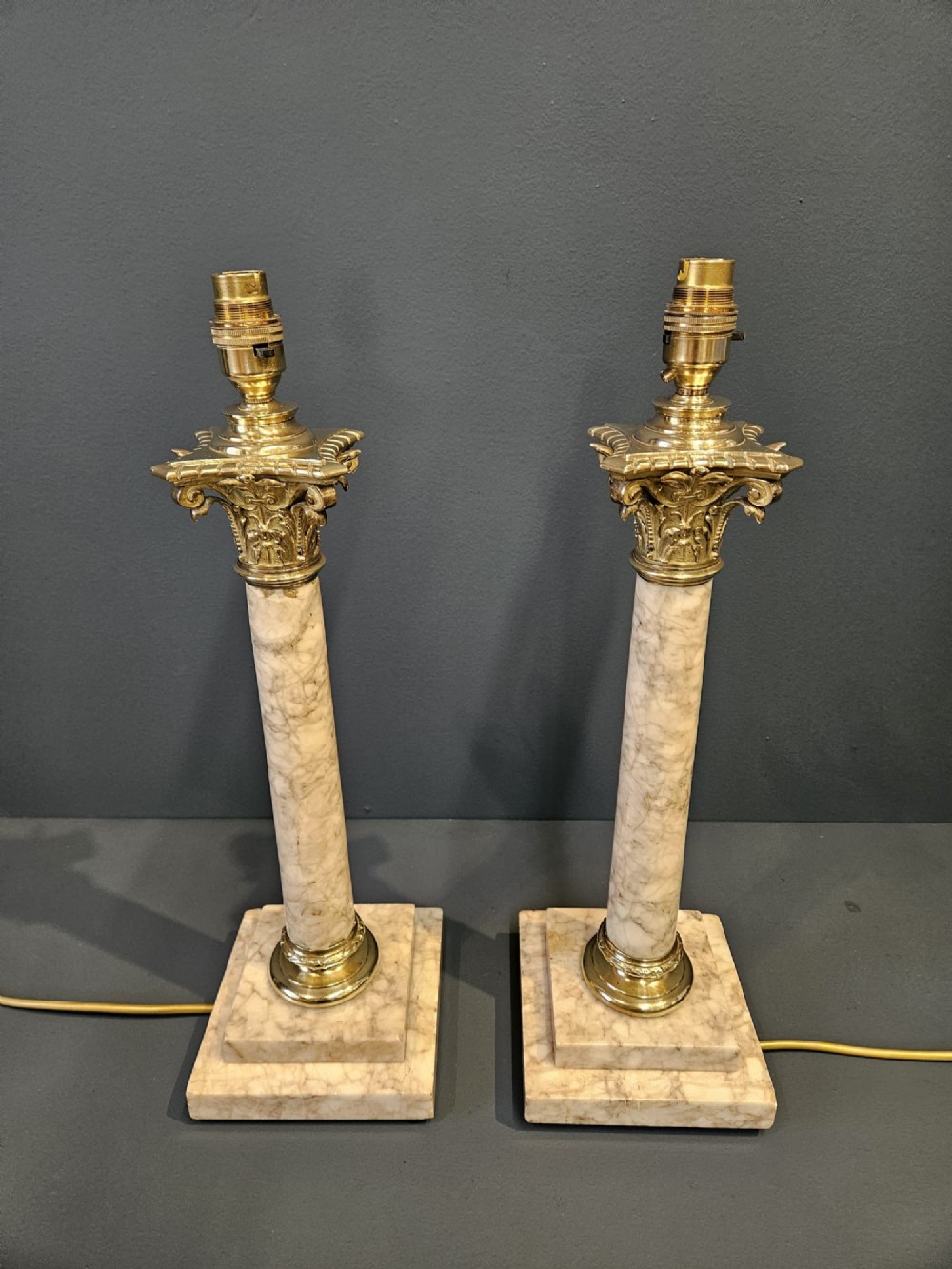Pair of Late Victorian Marble Brass Mounted Table Lamps View IV