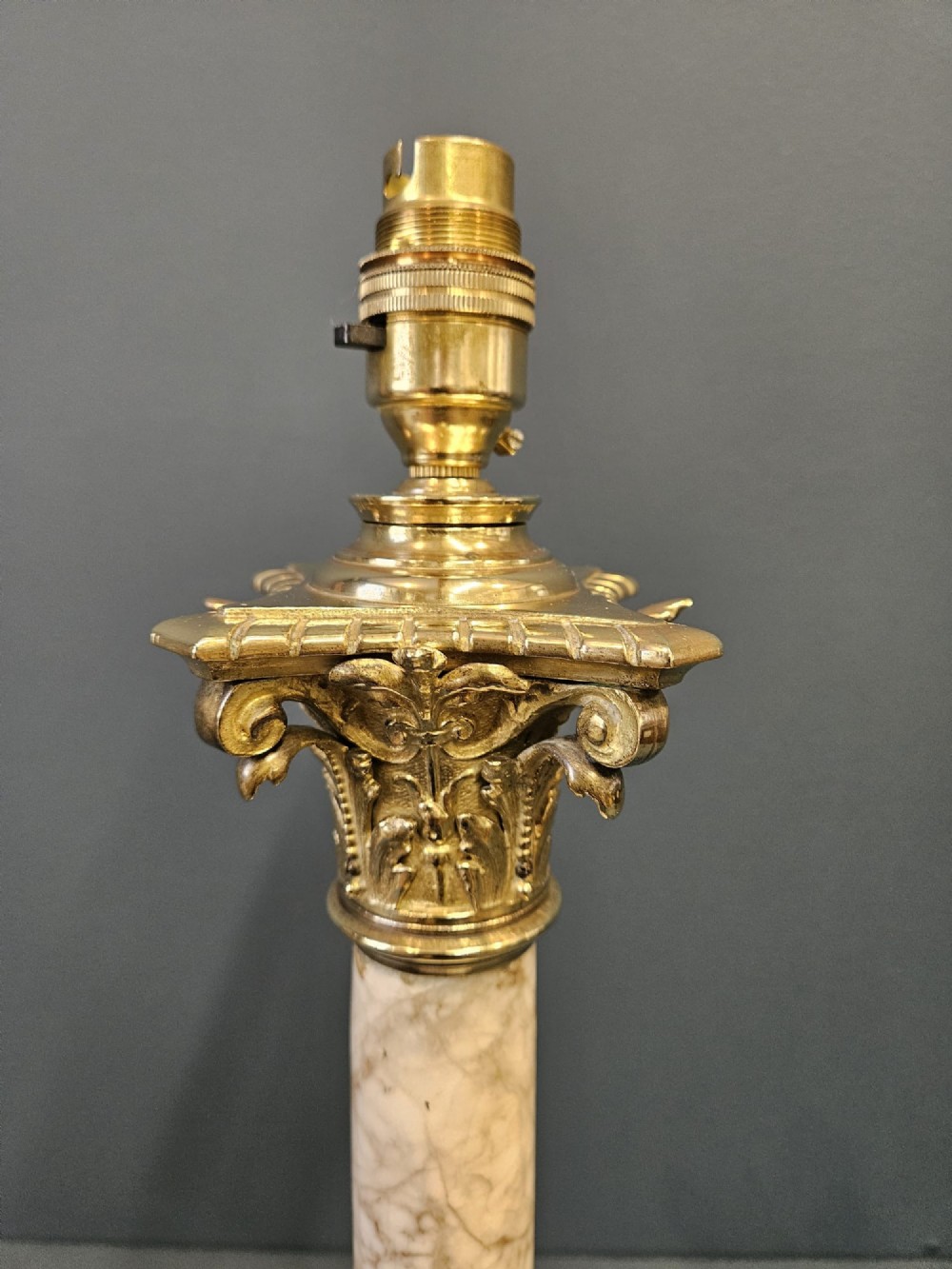 Pair of Late Victorian Marble Brass Mounted Table Lamps View V