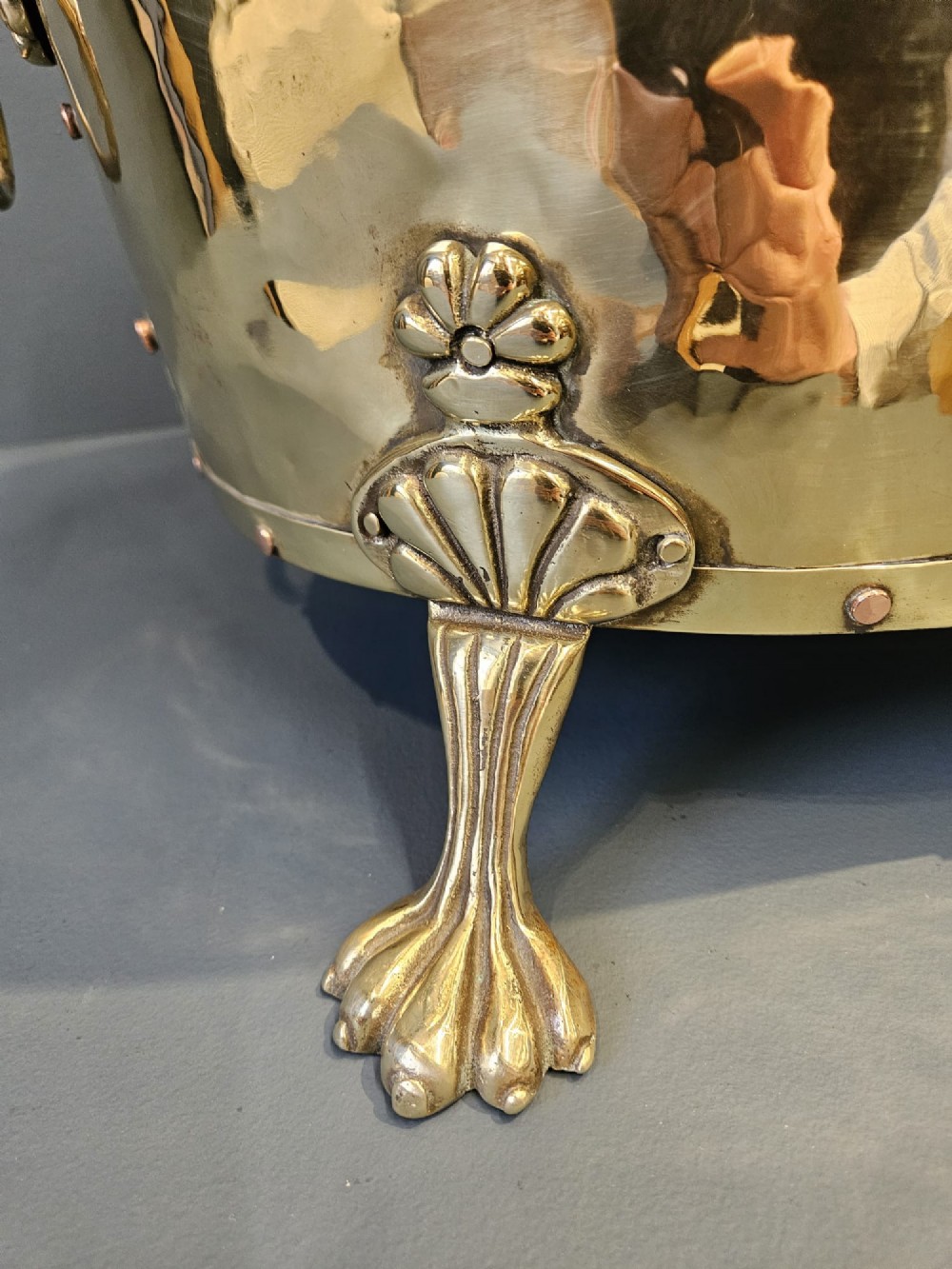 Victorian Brass Log Bin or Planter View II