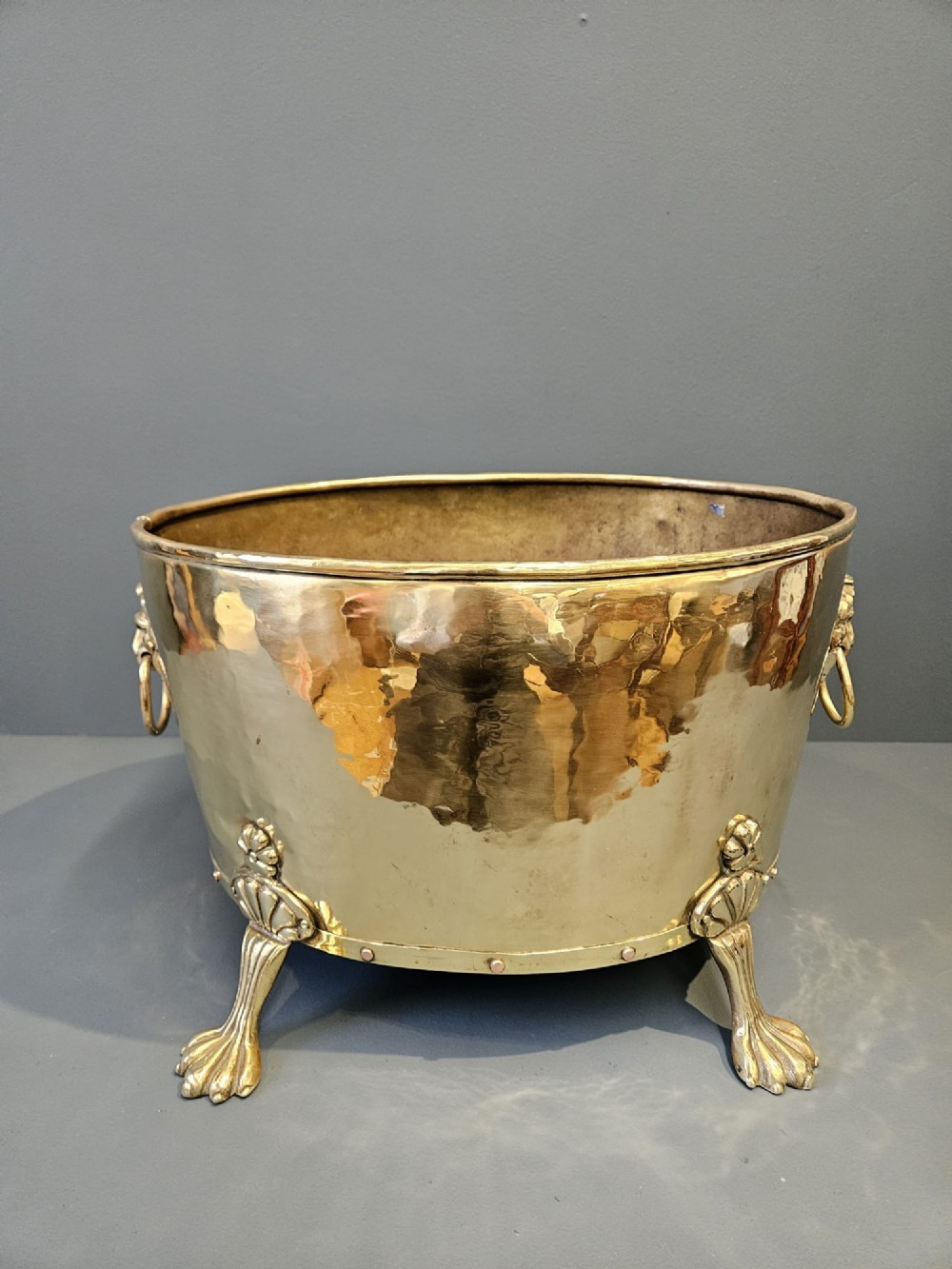 Victorian Brass Log Bin or Planter View III