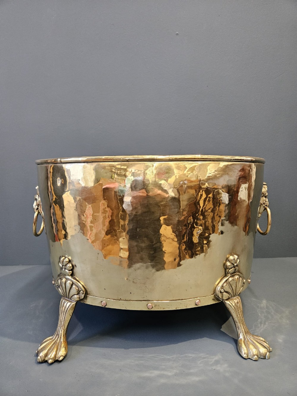 Victorian Brass Log Bin or Planter View VI