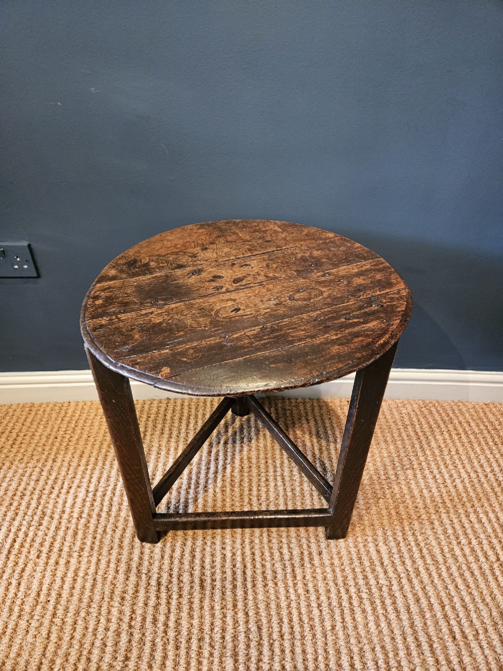 Primitive George III Welsh Oak Cricket Table View IV