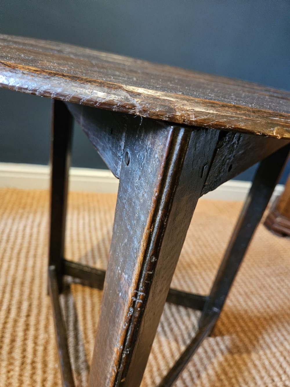 Primitive George III Welsh Oak Cricket Table View V