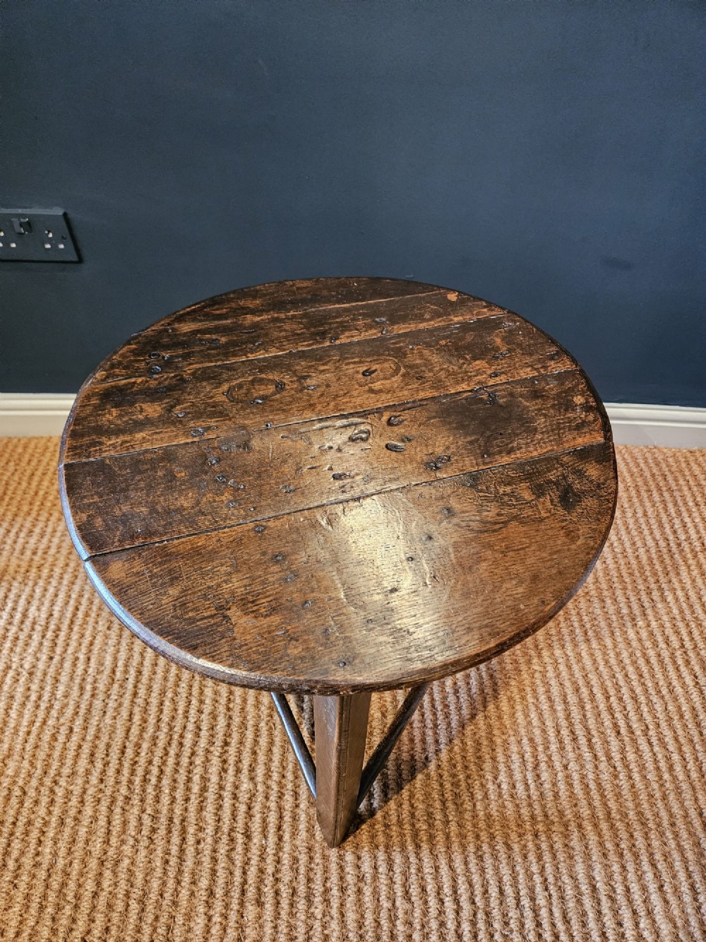 Primitive George III Welsh Oak Cricket Table View VII