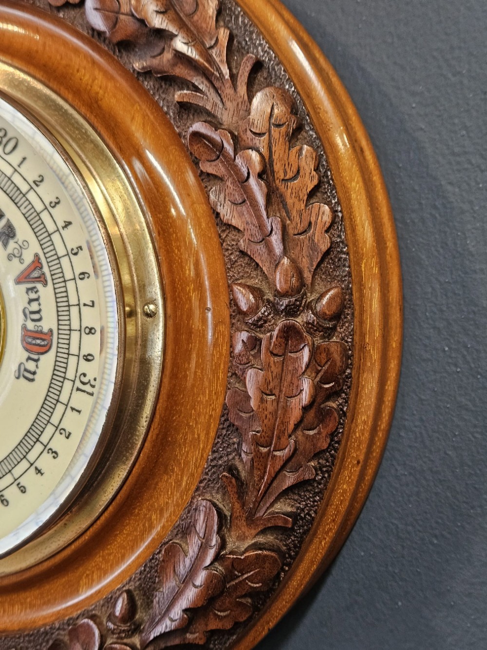Quality Victorian Carved Walnut Kings Lynn Barometer View II