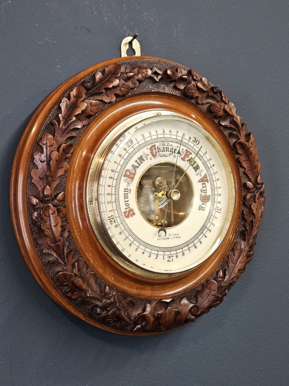 Quality Victorian Carved Walnut Kings Lynn Barometer View IV