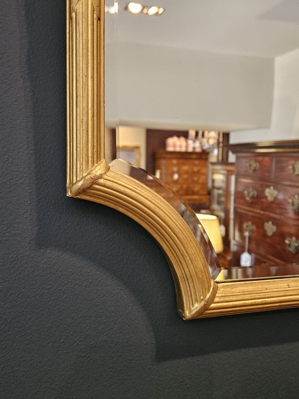 Late Victorian Timber Gilt Mirror with Ribbon Crest View IV