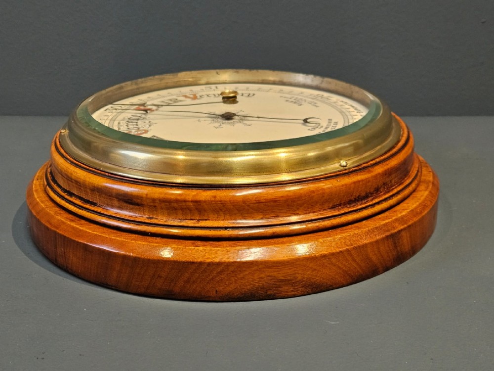 Victorian Walnut Barometer with Porcelain Dial View II