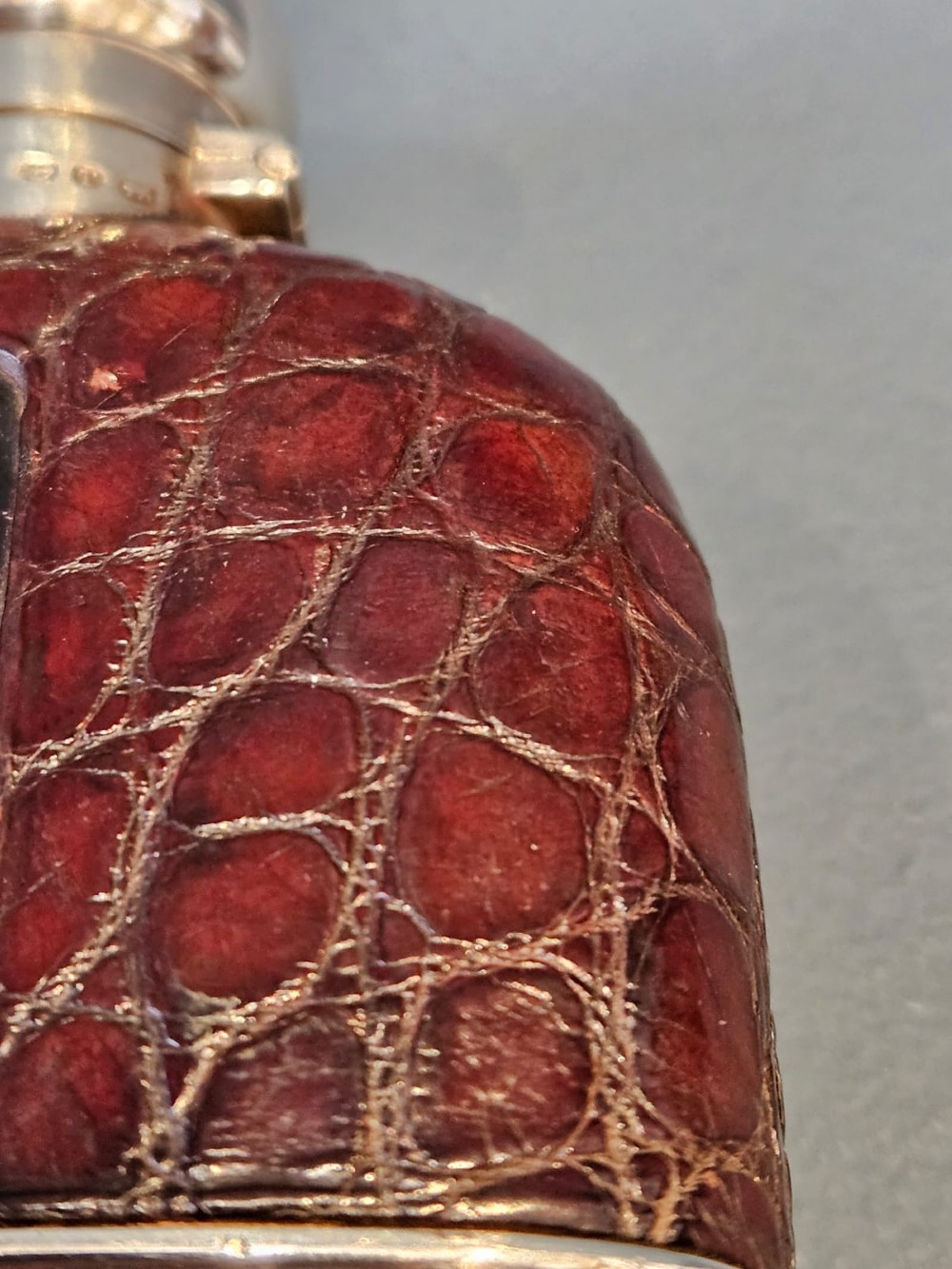 Victorian Silver and Crocodile Skin Hip Flask View IV