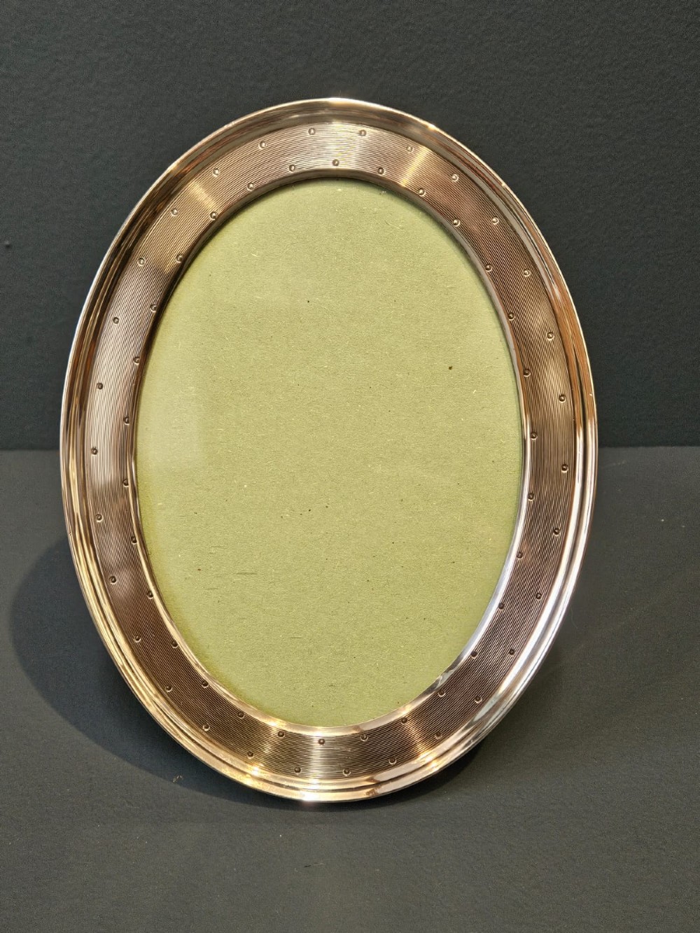Early George V Oval Silver Engine Turned Photo Frame by William Comyns View II