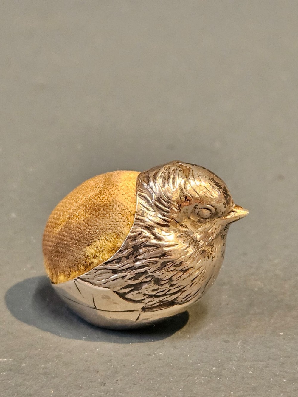 Pair of Sampson Mordan Silver Hatching Chick Pin Cushions View VI
