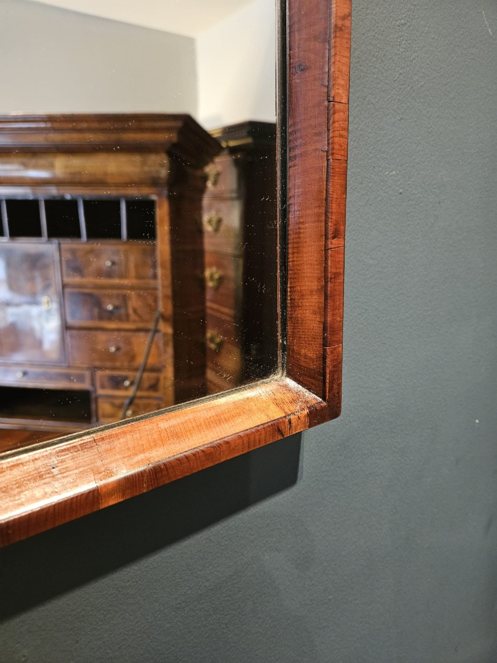 Late Victorian Yew Wood Mirror with Painted Panel View V
