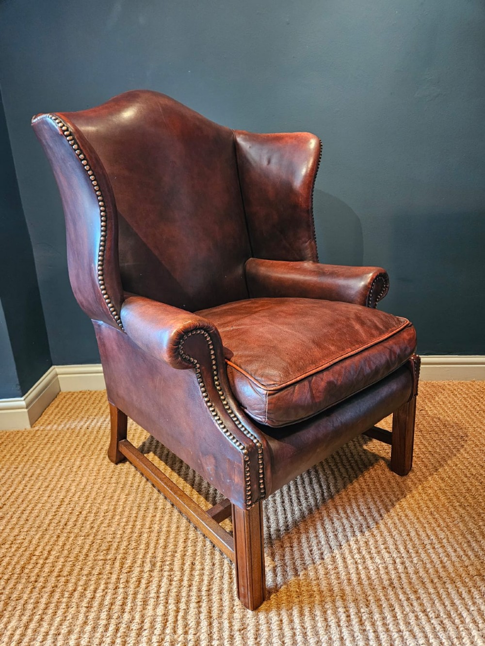 1930's Wing Back Brown Leather Arm Chair View II
