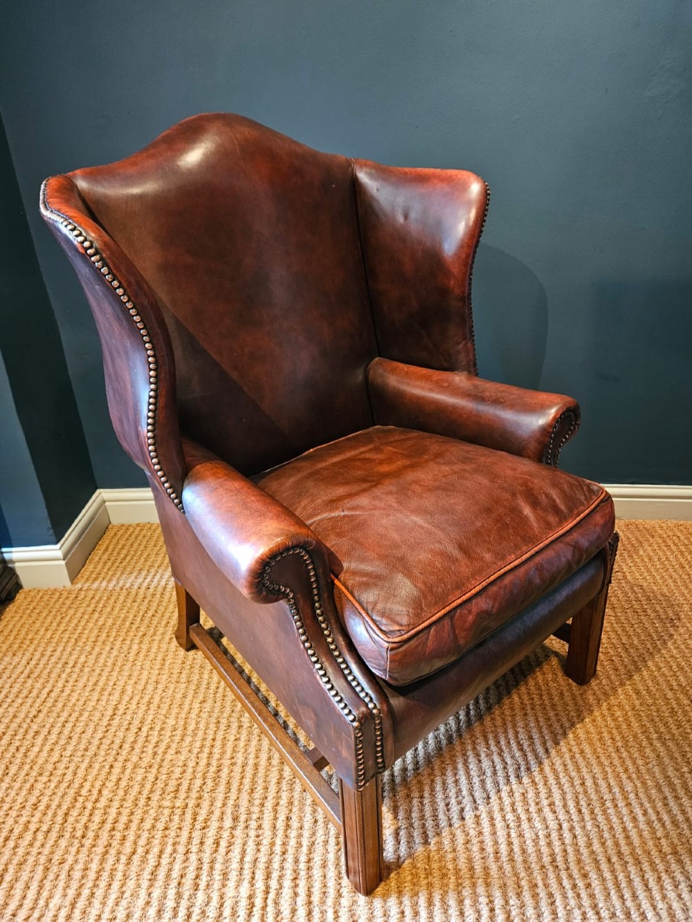 1930's Wing Back Brown Leather Arm Chair View VI
