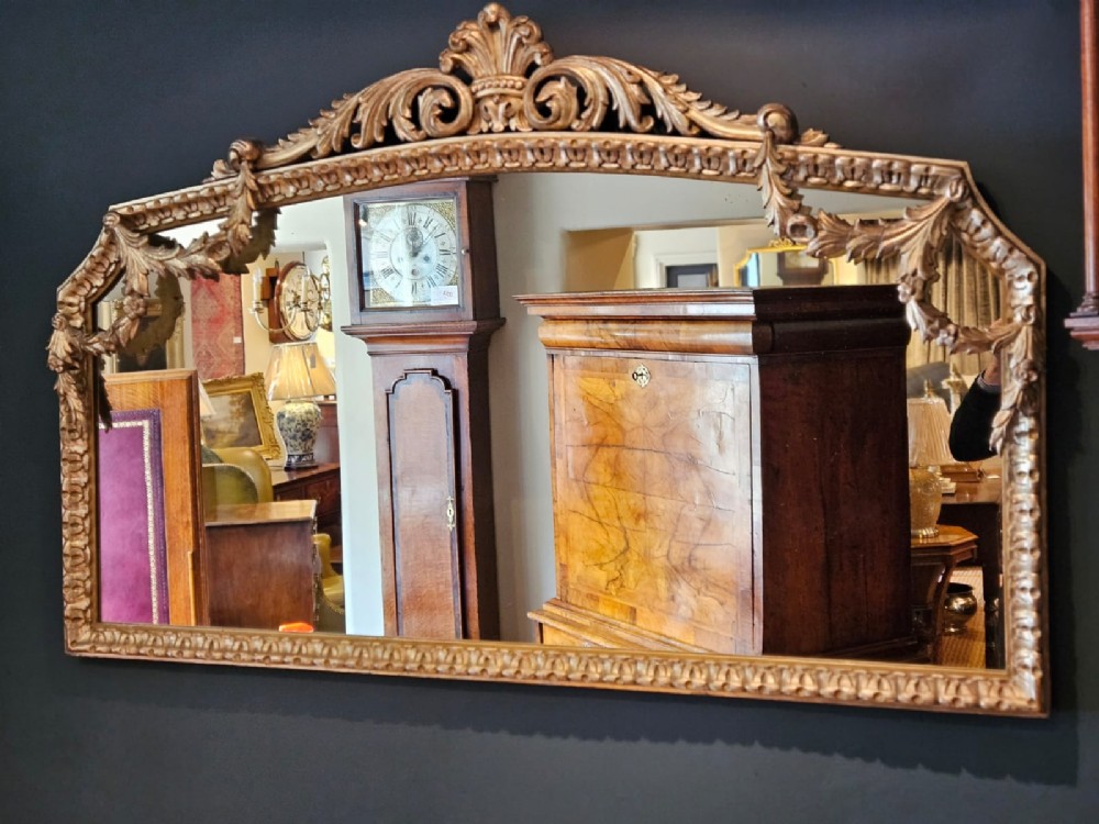 Superb Victorian Silver Gilt Over Mantel Mirror View II