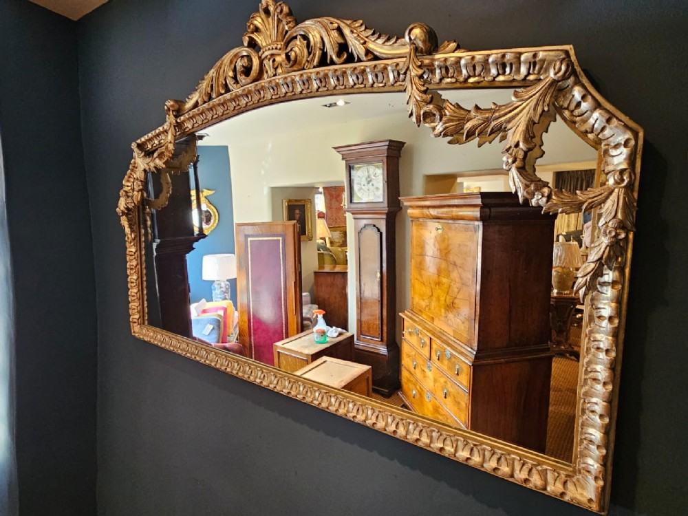 Superb Victorian Silver Gilt Over Mantel Mirror View IV