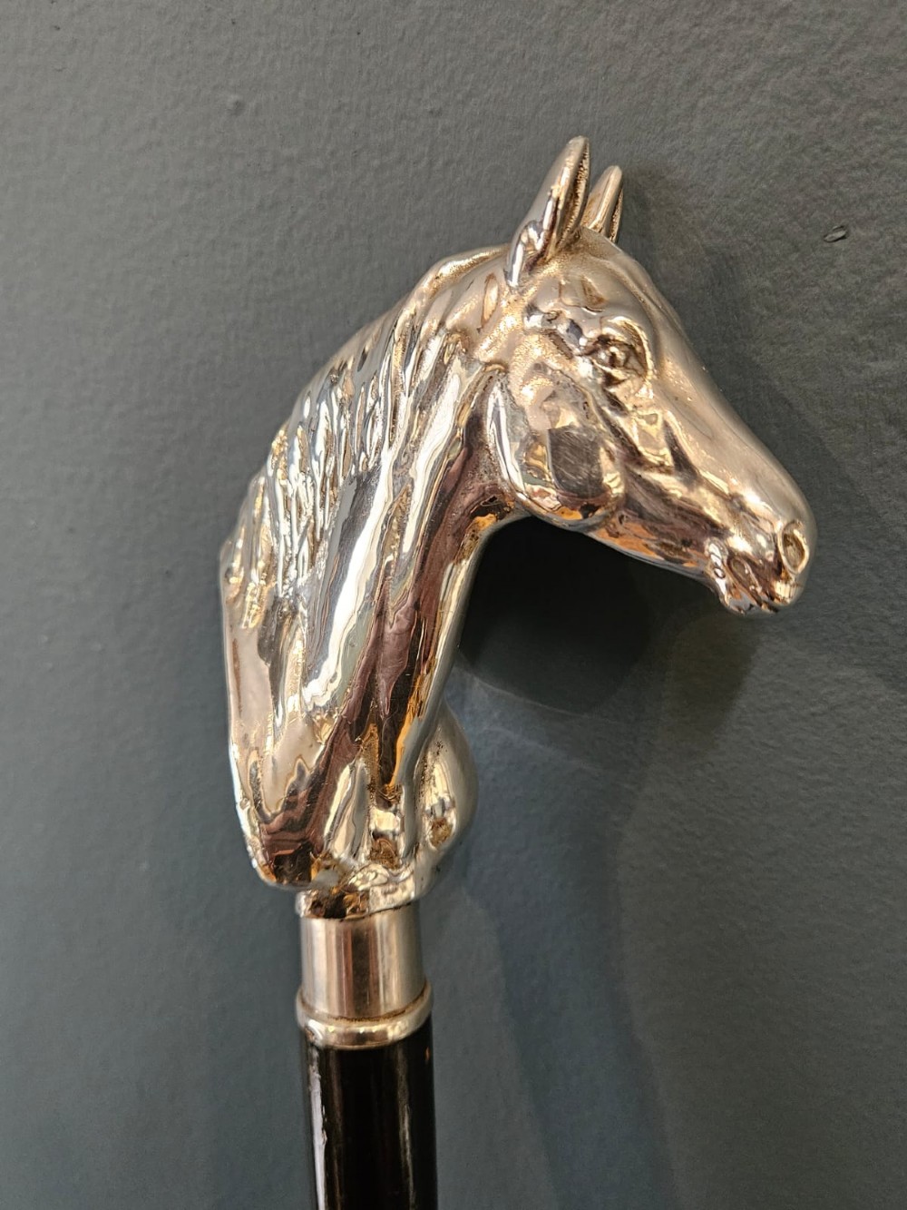 Outstanding Silver Horses Head Walking Stick View II