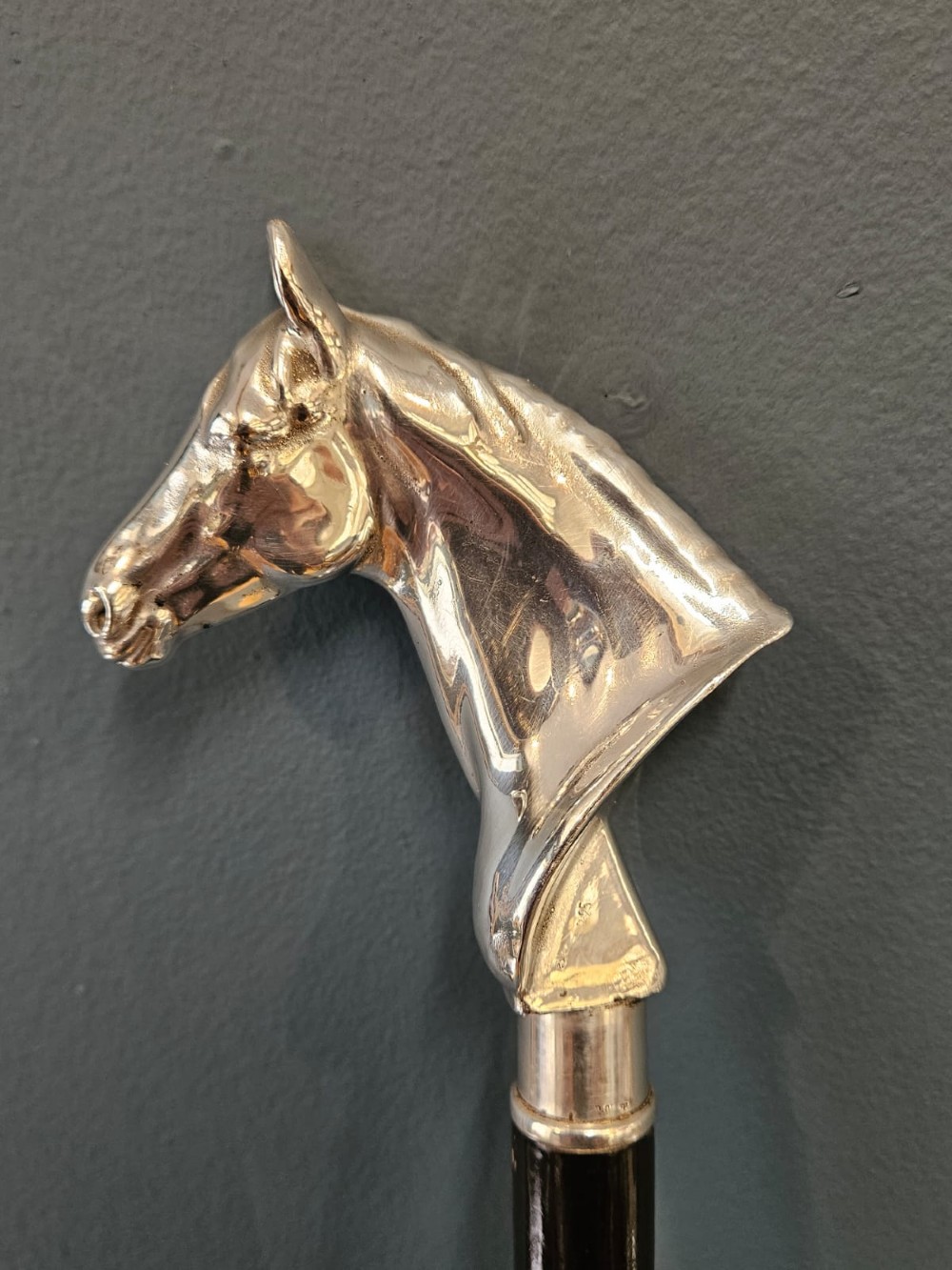 Outstanding Silver Horses Head Walking Stick View IV