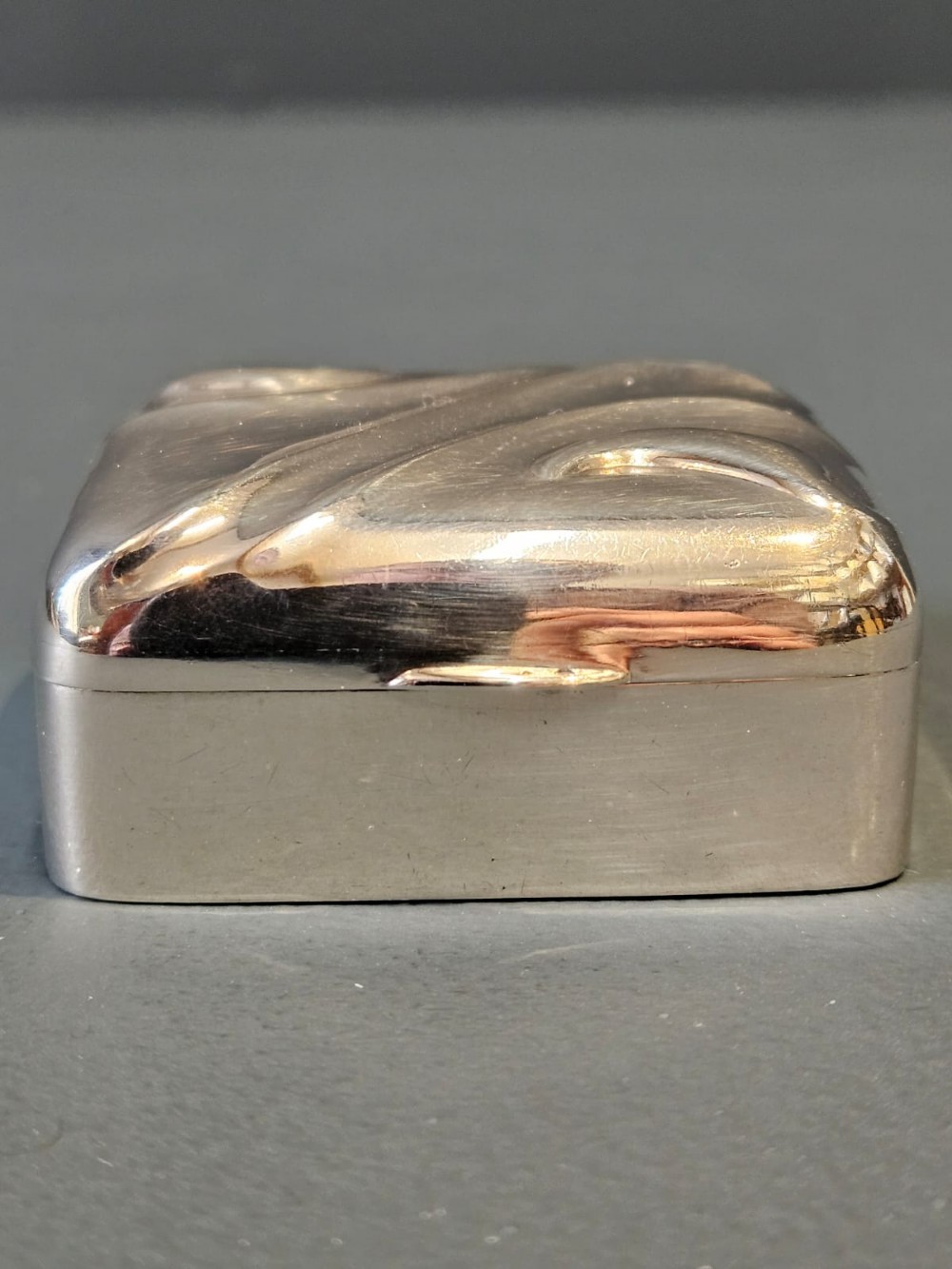 Edwardian Art Nouveau Silver Pill Box View V