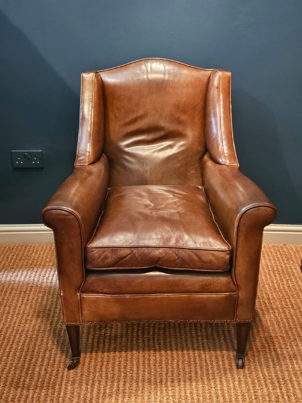 Edwardian Tan Leather Armchair by Warings